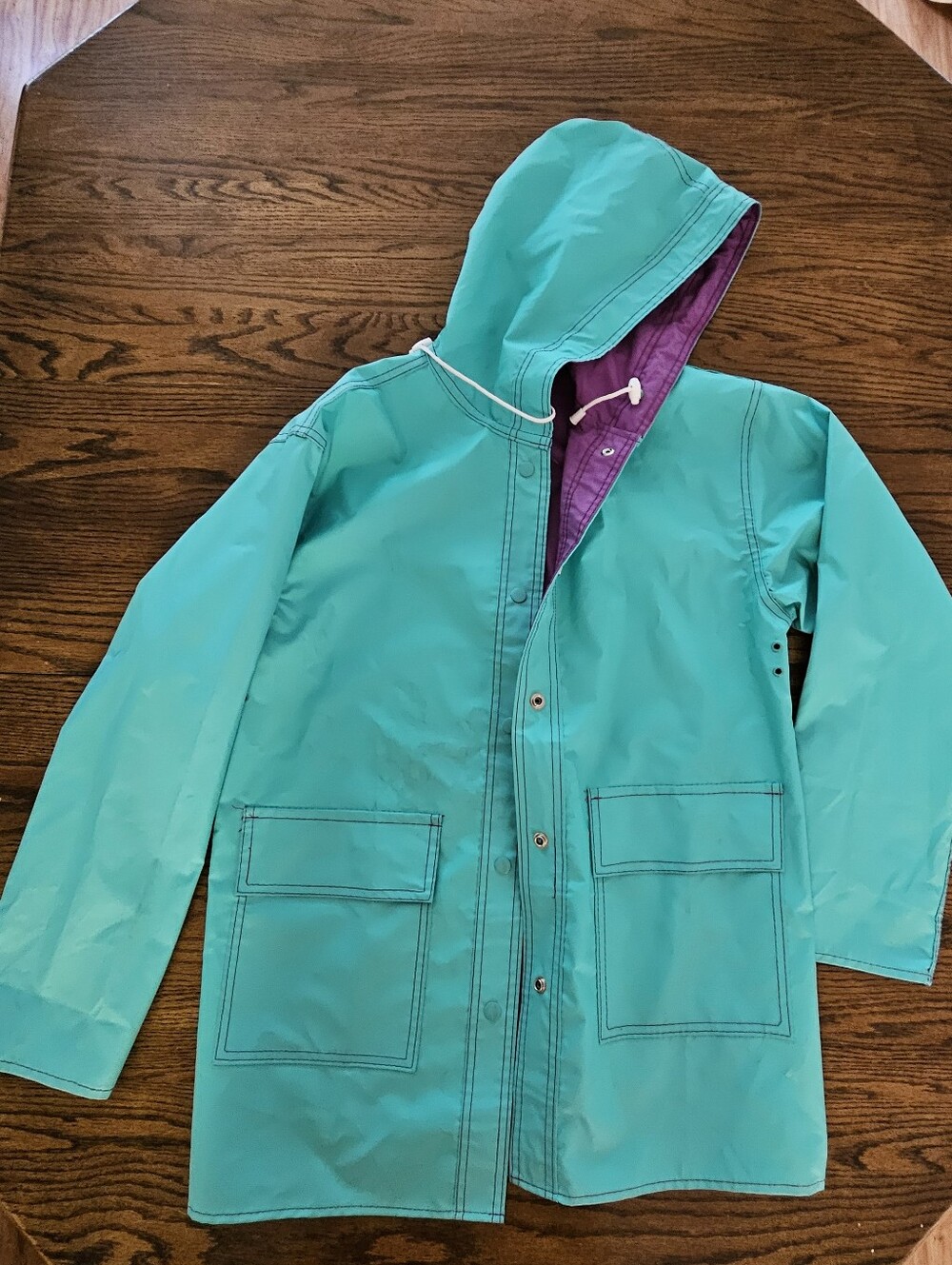 Woolrich Surf Green Rain Jacket with Purple Lining